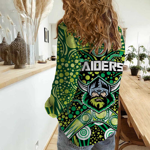 raiders-rugby-women-casual-shirt-boomerang-indigenous-dots
