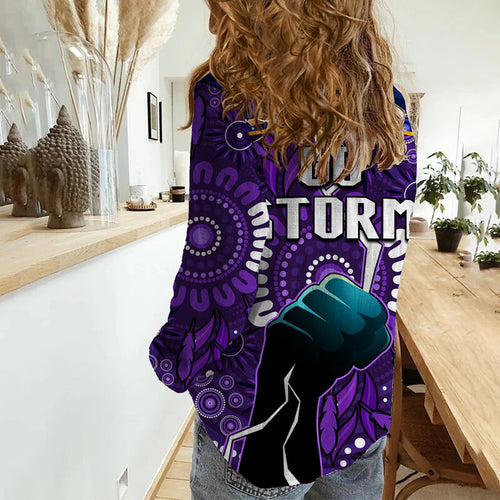storm-rugby-women-casual-shirt-indigenous-with-thunder-go-storm