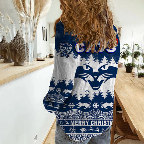 geelong-cats-unique-winter-season-women-casual-shirt-cats-merry-christmas