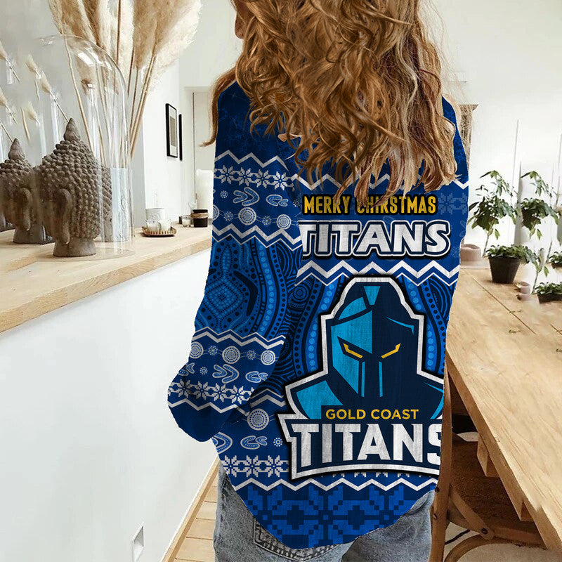 titans-aboriginal-gold-coast-christmas-vibe-women-casual-shirt