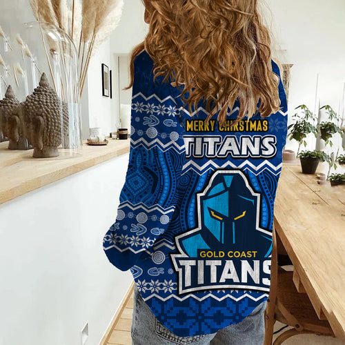 titans-aboriginal-gold-coast-christmas-vibe-women-casual-shirt