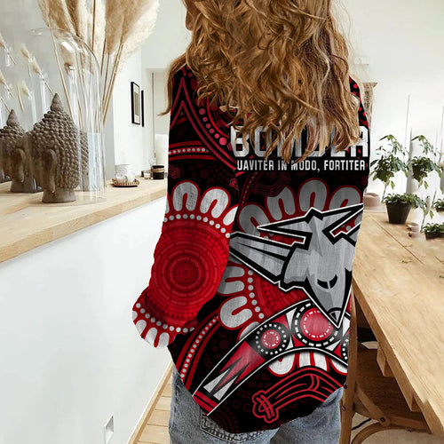 bombers-football-women-casual-shirt-boomerang-indigenous-dots