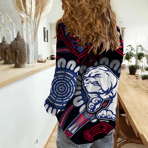 western-bulldogs-football-women-casual-shirt-boomerang-indigenous-dots