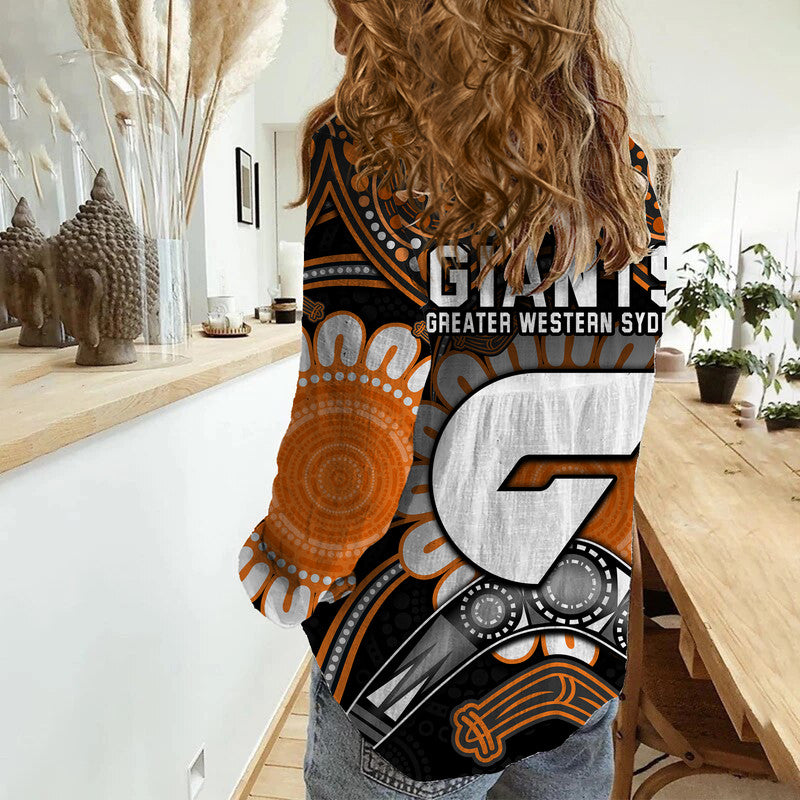 giants-football-women-casual-shirt-boomerang-indigenous-dots