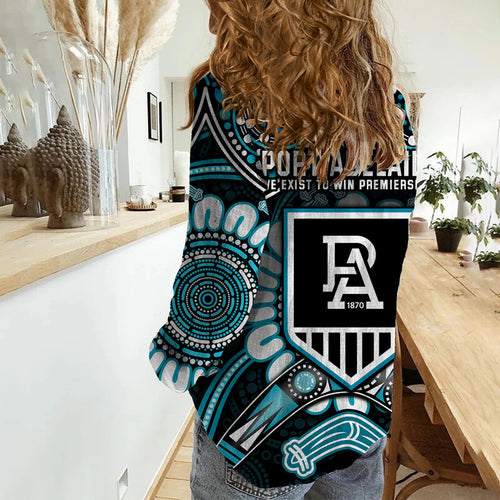 port-adelaide-power-women-casual-shirt-boomerang-indigenous-dots