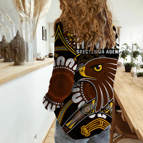 hawks-football-women-casual-shirt-boomerang-indigenous-dots
