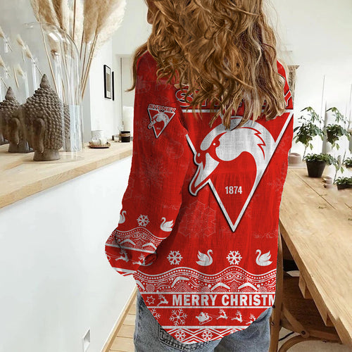sydney-swans-unique-winter-season-women-casual-shirt-swans-merry-christmas