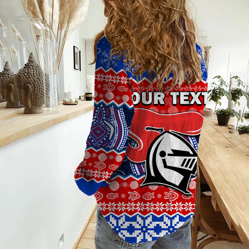 custom-personalised-knights-aboriginal-rugby-novocastrians-christmas-vibe-women-casual-shirt
