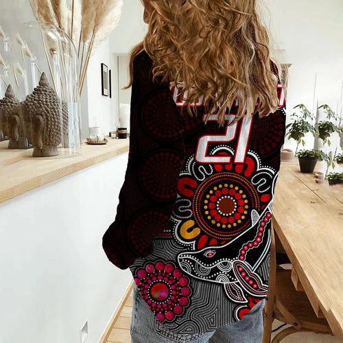 custom-personalised-dolphins-rugby-women-casual-shirt-indigenous-circles-and-waves-black