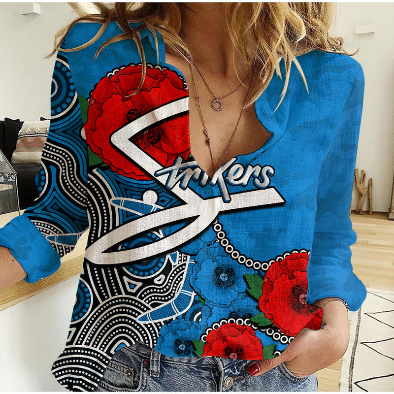 custom-personalised-anzac-day-adelaide-strikers-army-mix-aboriginal-women-casual-shirt