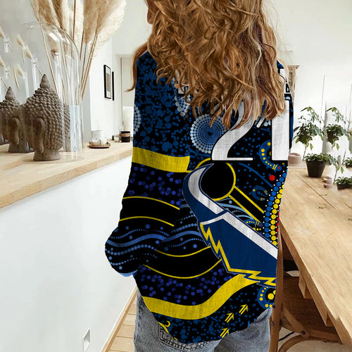custom-personalised-cowboys-rugby-women-casual-shirt-aboriginal-dots-version