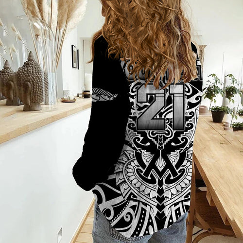 custom-text-and-number-aotearoa-silver-fern-rugby-sevens-women-casual-shirt-maori-tribal-all-black