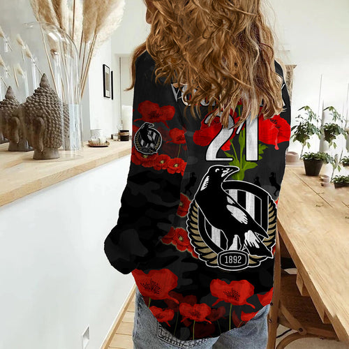 custom-personalised-magpies-football-anzac-women-casual-shirt-lest-we-forget