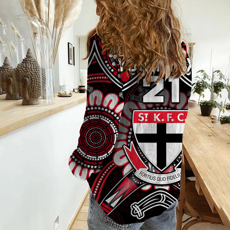 custom-personalised-st-kilda-saints-women-casual-shirt-boomerang-indigenous-dots