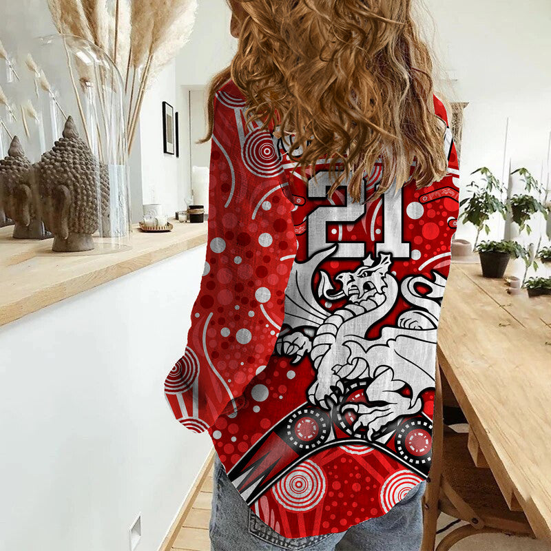 custom-personalised-dragons-rugby-women-casual-shirt-boomerang-indigenous-dots