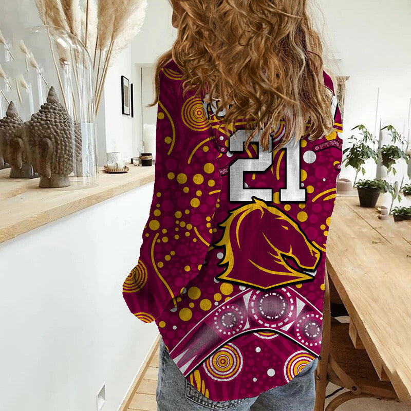 custom-personalised-broncos-rugby-women-casual-shirt-boomerang-indigenous-dots