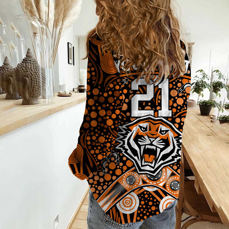 custom-personalised-wests-tigers-rugby-women-casual-shirt-boomerang-indigenous-dots