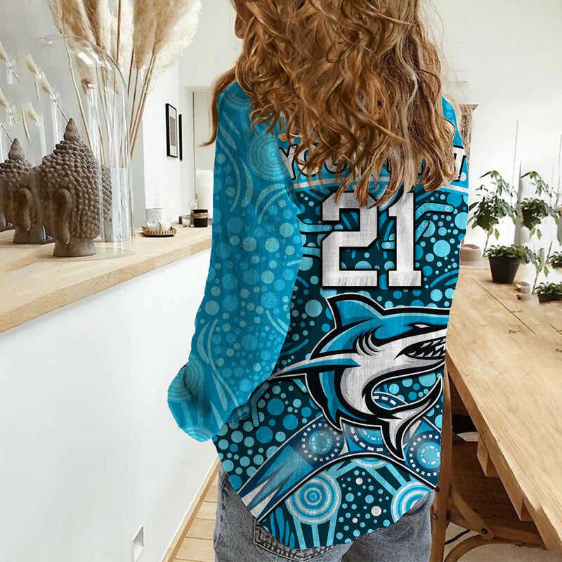 custom-personalised-sharks-rugby-women-casual-shirt-boomerang-indigenous-dots