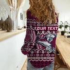 custom-personalised-manly-warringah-maroon-sea-eagles-christmas-vibe-women-casual-shirt