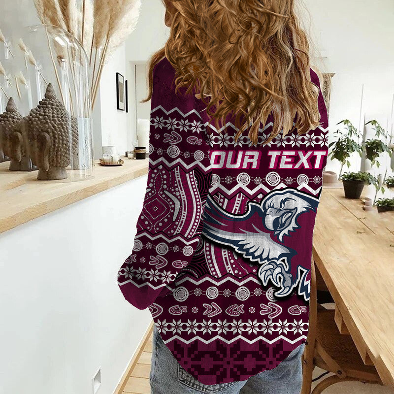 custom-personalised-manly-warringah-maroon-sea-eagles-christmas-vibe-women-casual-shirt