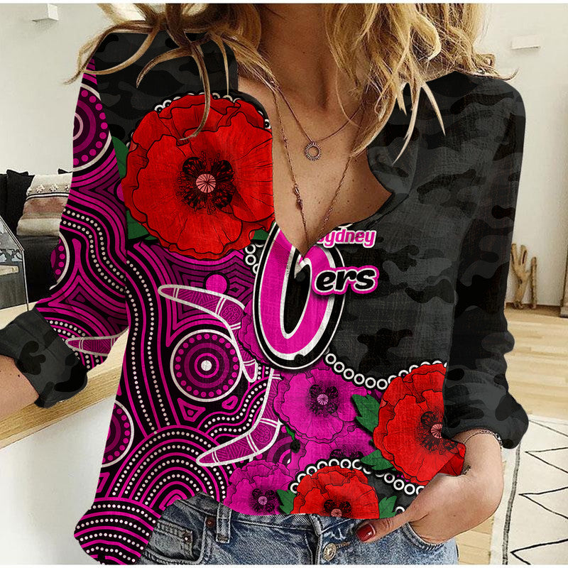 custom-personalised-anzac-day-sydney-sixers-army-mix-aboriginal-women-casual-shirt