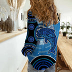 aboriginal-woman-casual-shirt-dolphin-and-aboriginal-woman-casual-shirt-dot-patterns