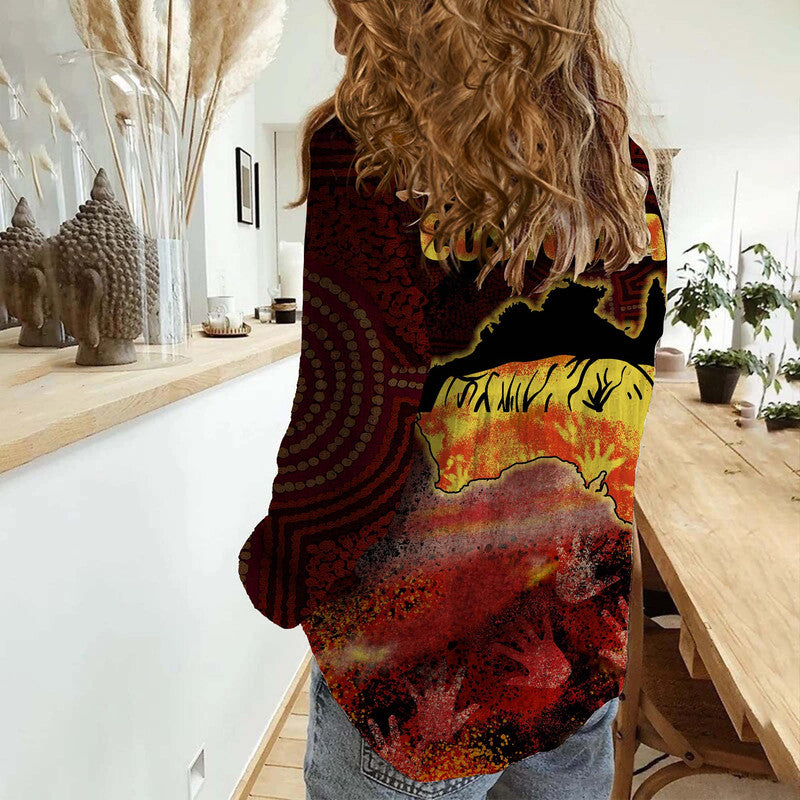 custom-personalised-aboriginal-woman-casual-shirt-personalised-anangu-custodians