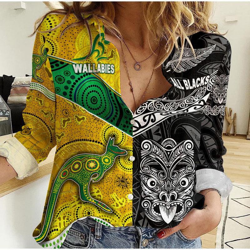 custom-personalised-new-zealand-maori-all-black-and-australia-wallabies-aboriginal-woman-casual-shirt-rugby-together