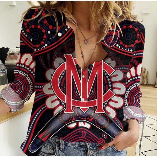 custom-personalised-demons-football-women-casual-shirt-boomerang-indigenous-dots