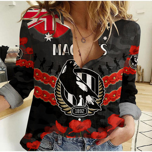 custom-personalised-magpies-football-anzac-women-casual-shirt-lest-we-forget