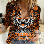custom-personalised-wests-tigers-rugby-women-casual-shirt-boomerang-indigenous-dots