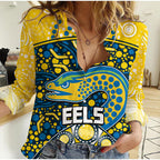 parramatta-eels-rugby-women-casual-shirt-boomerang-indigenous-dots