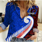 custom-personalised-waitangi-day-women-casual-shirt-aotearoa-hei-tiki-silver-fern