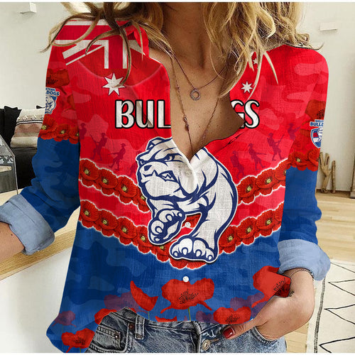 western-bulldogs-football-anzac-women-casual-shirt-lest-we-forget