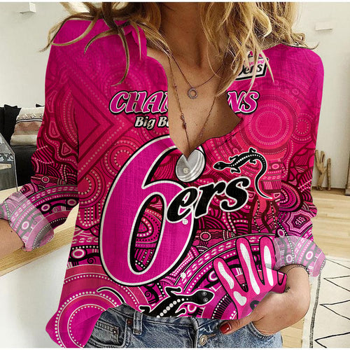 sydney-sixers-champions-women-casual-shirt-lizard-indigenous-aboriginal