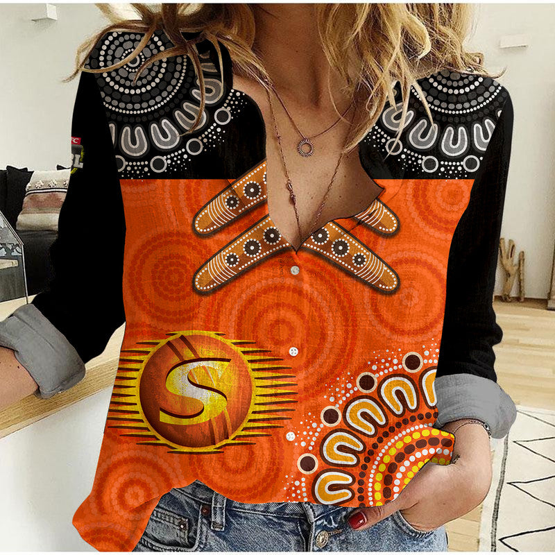 perth-scorchers-cricket-women-casual-shirt-aboriginal-double-boomerang