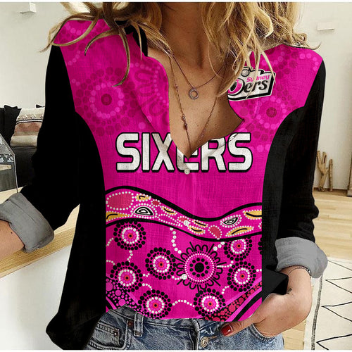 custom-personalised-sixers-cricket-women-casual-shirt-sydney-aboriginal