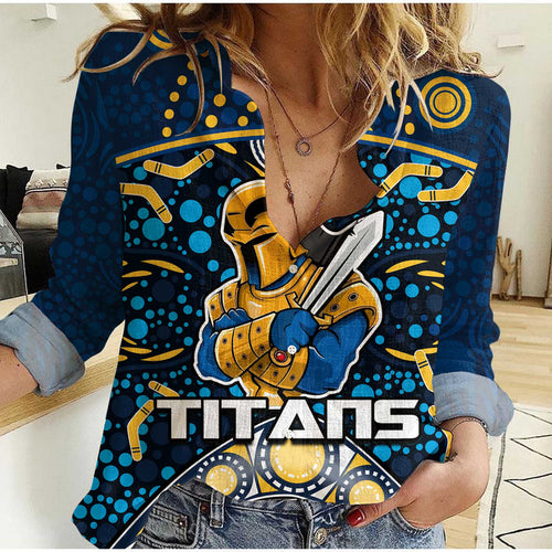 custom-personalised-titans-rugby-women-casual-shirt-boomerang-indigenous-dots