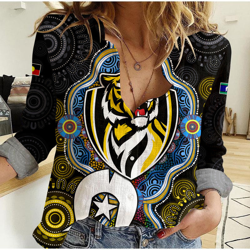 custom-personalised-richmond-tigers-football-naidoc-week-women-casual-shirt-indigenous