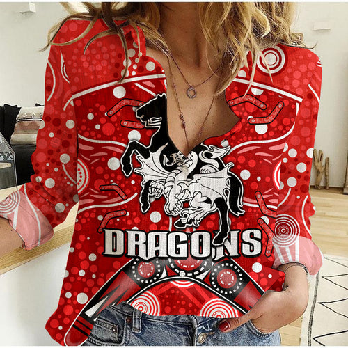 dragons-rugby-women-casual-shirt-boomerang-indigenous-dots