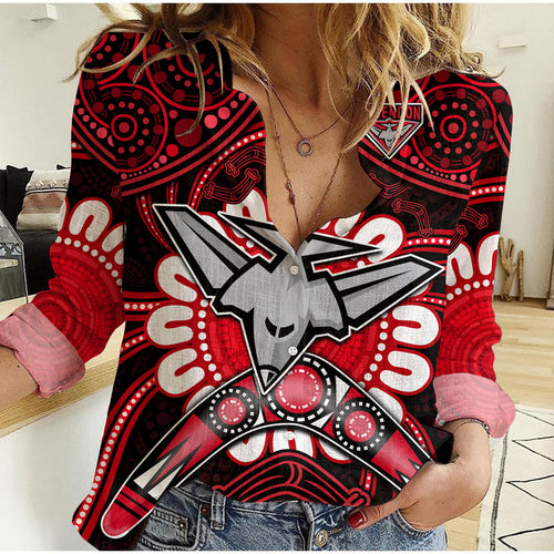 custom-personalised-bombers-football-women-casual-shirt-boomerang-indigenous-dots