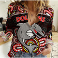 dolphins-rugby-women-casual-shirt-aboriginal-dot-painting