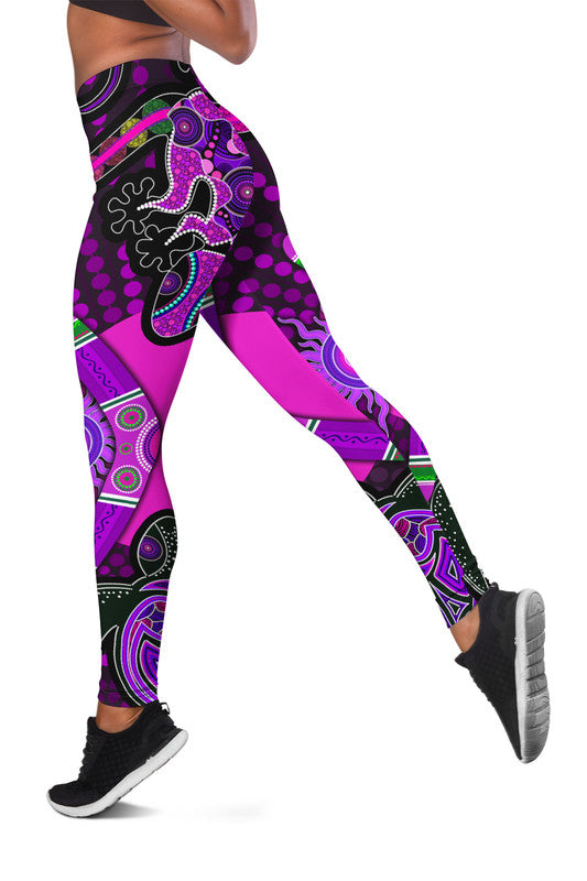 aboriginal-purple-turtle-lizard-sun-women-legging