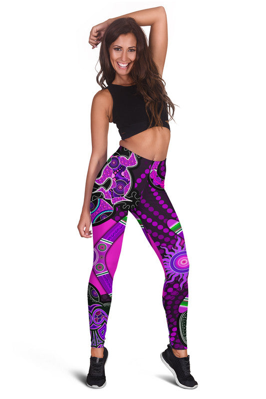 aboriginal-purple-turtle-lizard-sun-women-legging