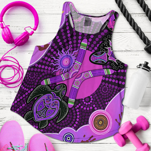 aboriginal-purple-turtle-lizard-sun-women-racerback-tank