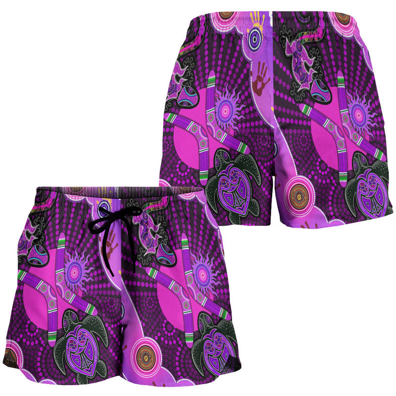 aboriginal-purple-turtle-lizard-sun-women-short