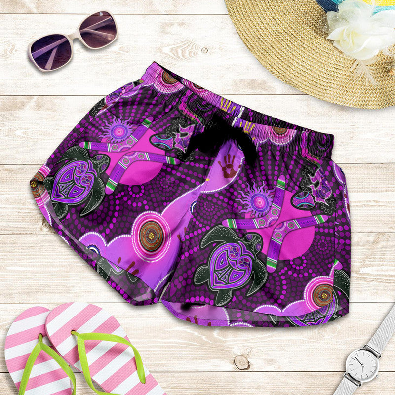 aboriginal-purple-turtle-lizard-sun-women-short