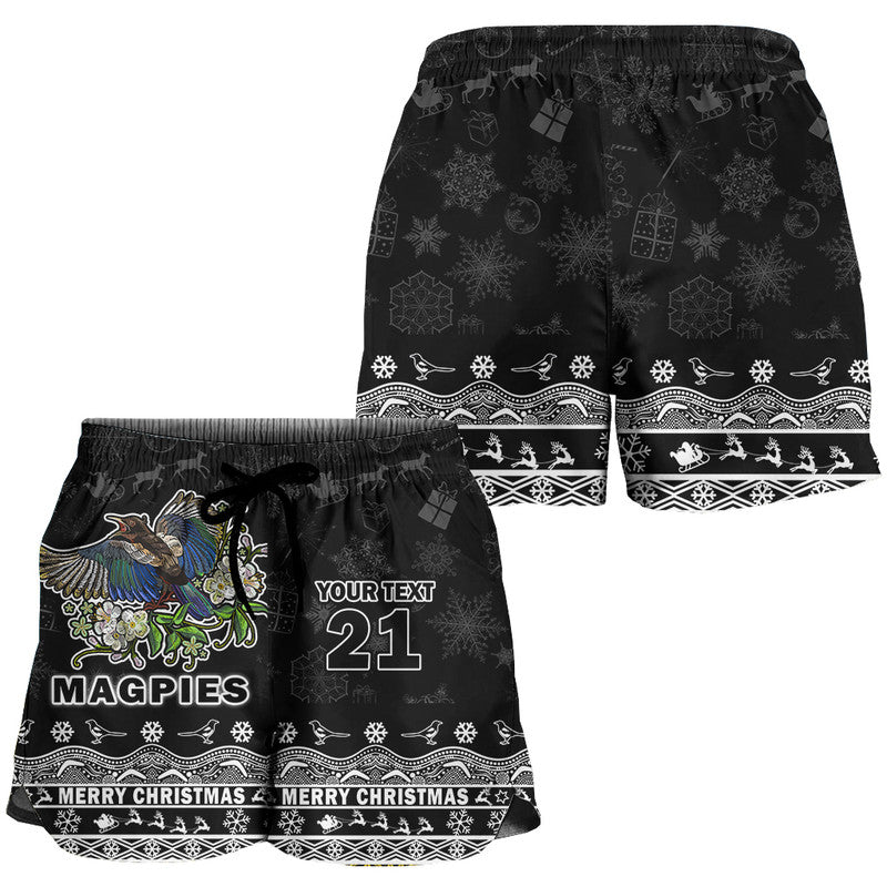 custom-personalised-and-number-collingwood-pies-unique-winter-season-women-shorts-magpies-merry-christmas