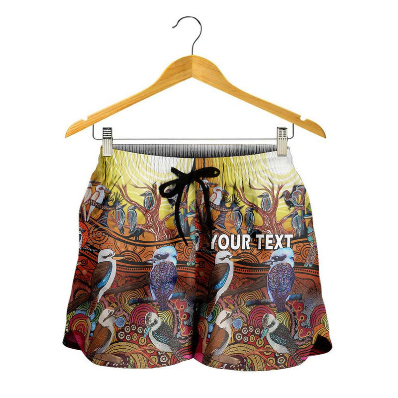 custom-personalised-australia-kookaburra-dreaming-aboriginal-arty-style-women-short