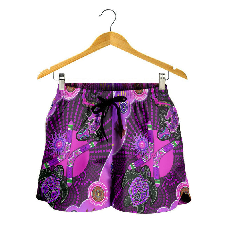 aboriginal-purple-turtle-lizard-sun-women-short